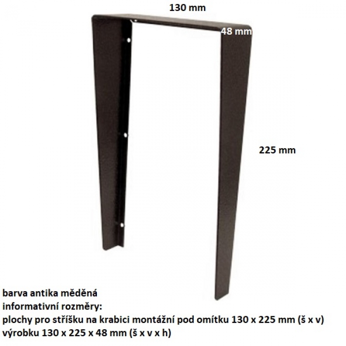 Stříška na krabici montážní pod omítku KARAT dva moduly vertikální barva antika měděná
