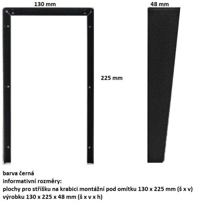 Stříška na krabici montážní pod omítku KARAT dva moduly vertikální barva černá