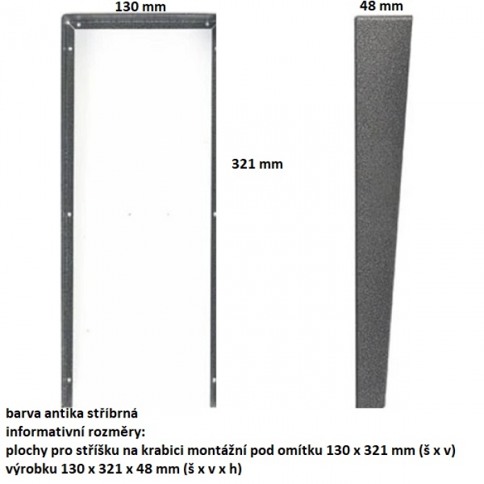 Stříška na krabici montážní pod omítku KARAT tři moduly vertikální barva antika stříbrná