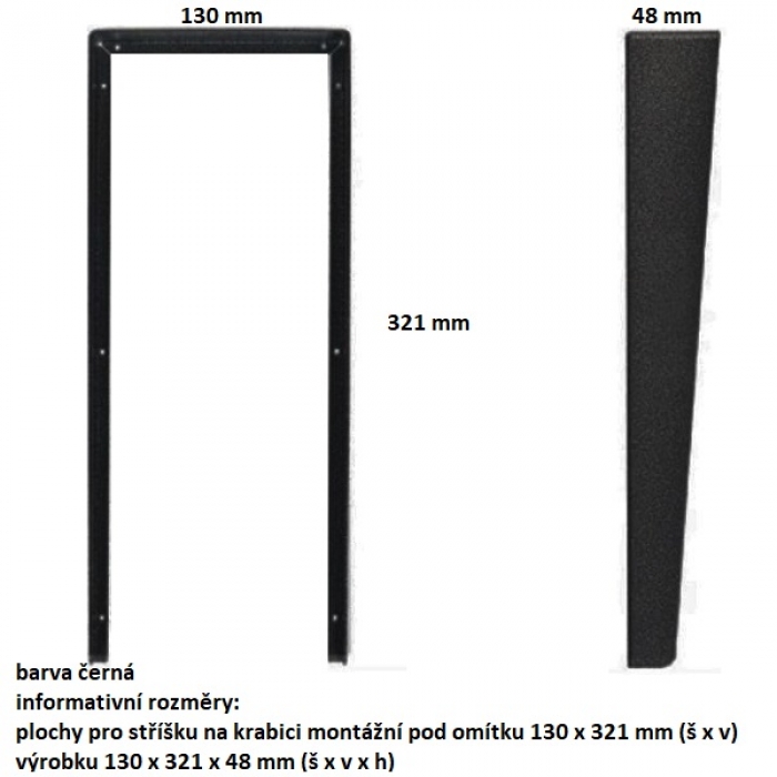 Stříška na krabici montážní pod omítku KARAT tři moduly vertikální barva černá
