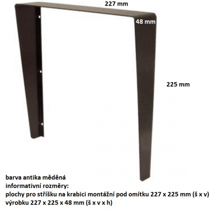 Stříška na krabici montážní pod omítku KARAT čtyři moduly vertikální barva antika měděná