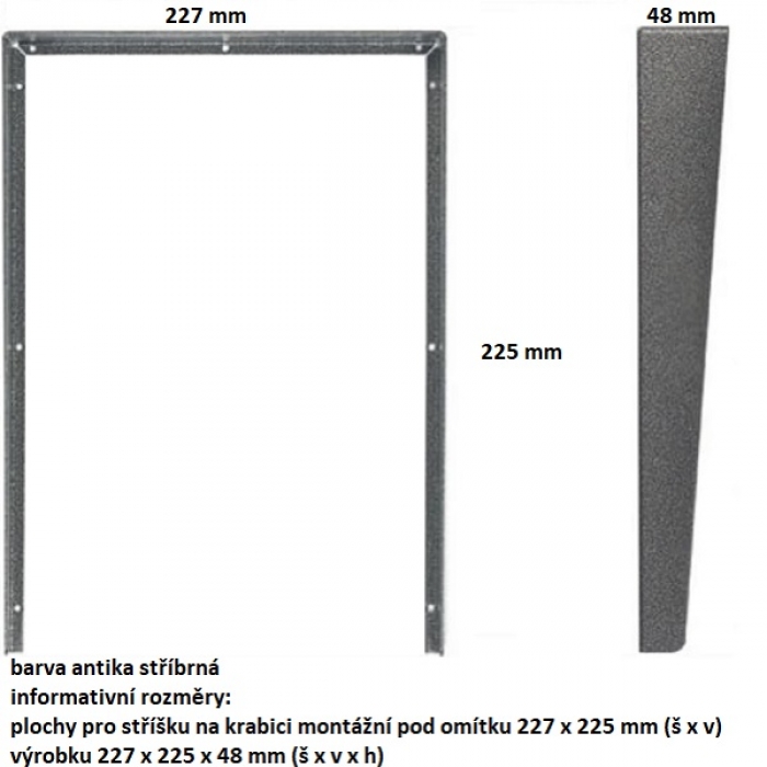 Stříška na krabici montážní pod omítku KARAT čtyři moduly vertikální barva antika stříbrná