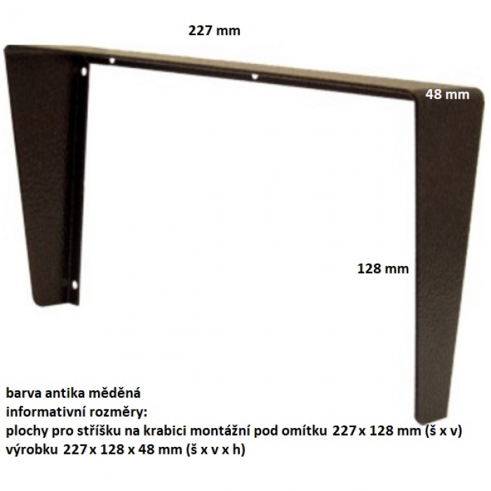 Stříška na krabici montážní pod omítku KARAT dva moduly horizontální barva antika měděná
