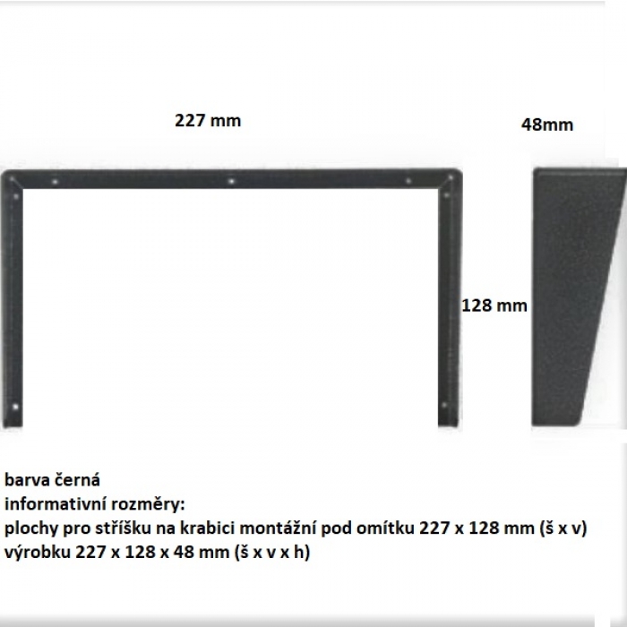 Stříška na krabici montážní pod omítku KARAT dva moduly horizontální barva černá