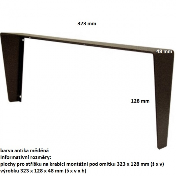 Stříška na krabici montážní pod omítku KARAT tři moduly horizontální barva antika měděná