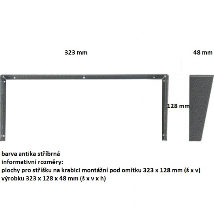 Stříška na krabici montážní pod omítku KARAT tři moduly horizontální barva antika stříbrná