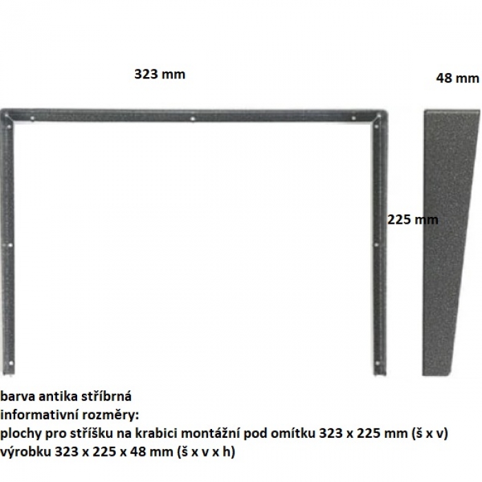 Stříška na krabici montážní pod omítku KARAT šest modulů horizontální barva antika stříbrná