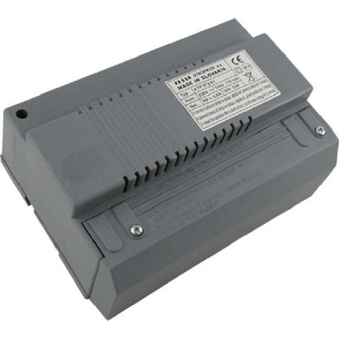 Síťový napaječ SN 49 2-BUS a videotelefony TESLA výstup DC 24V/500mA, AC 9V/1A a DC 12V/500mA, rozměr 7 DIN