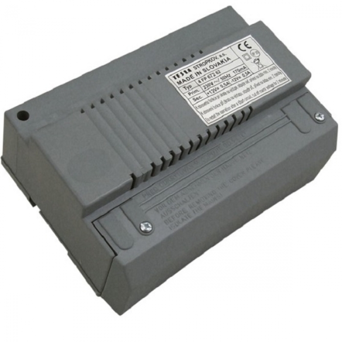 Síťový napaječ SN 62 domácí telefony 4+n výstup DC +12V/500mA a -12V/500mA, AC 12V/500mA, rozměr 7 DIN