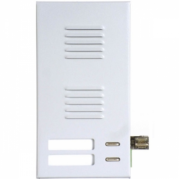 Elektrický vrátný hovorová jednotka domovní telefony TESLA 4+n TT 85 dvě tlačítka, tlačítko pro osvětlení jmenovek